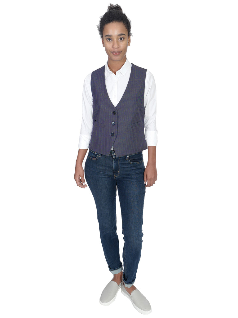 Women's Blue Stripe Wait Staff Vest