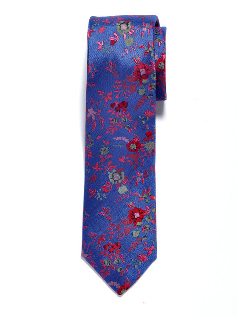 Blue Large Floral Silk Tie