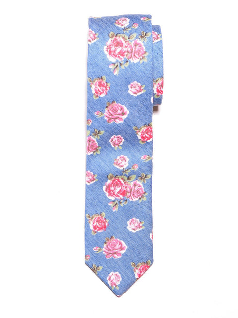 Blue Floral Cotton Tie