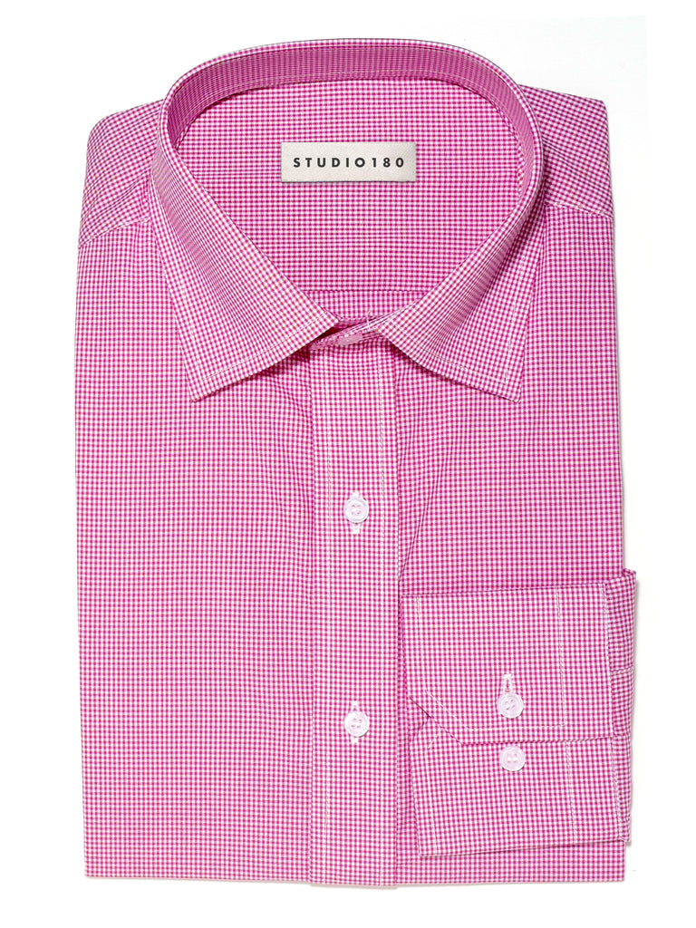 Pink Micro Gingham Dress Shirt