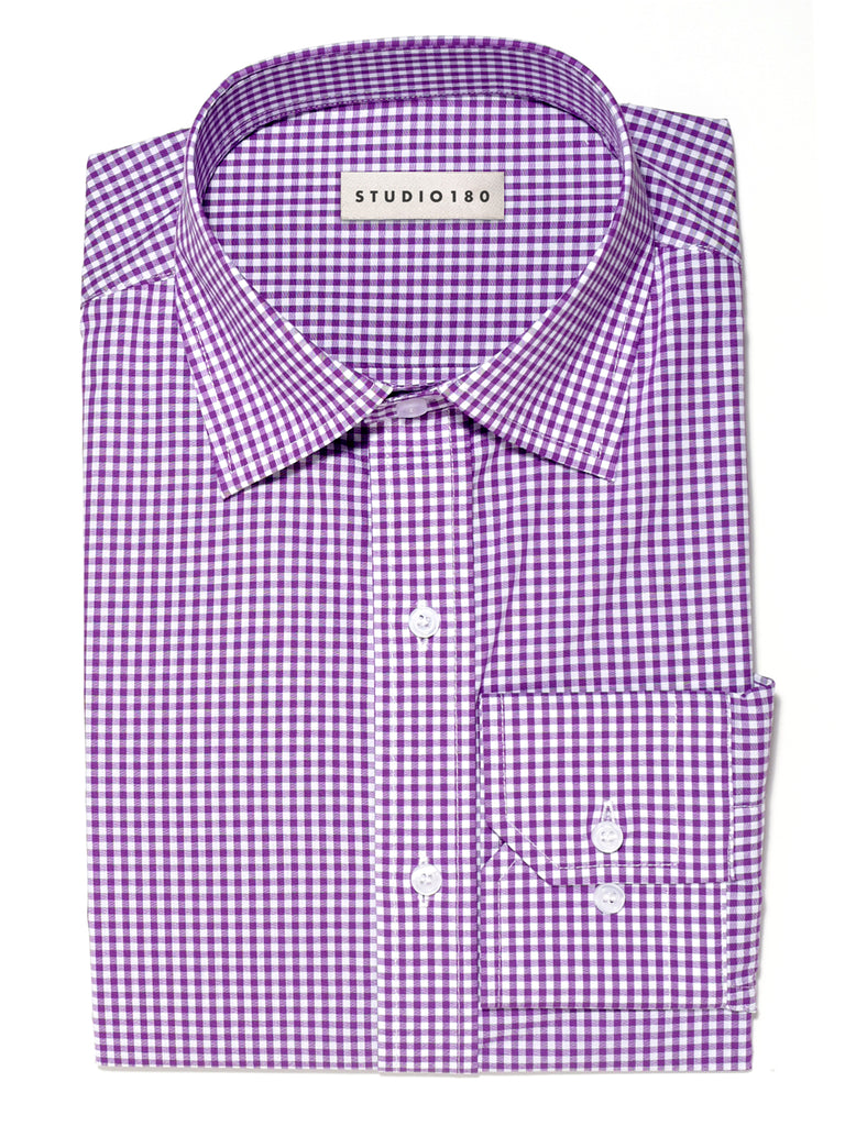 Purple Gingham Dress Shirt