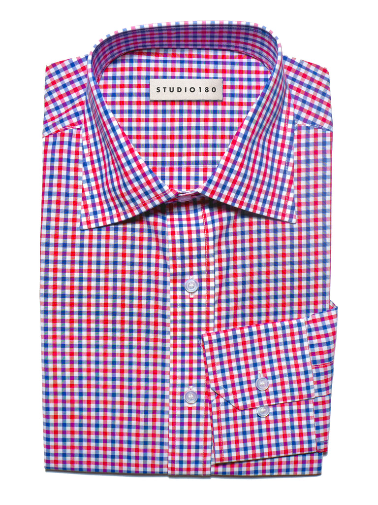 Red White and Blue Gingham Dress Shirt