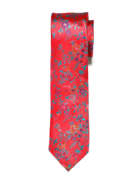 Red Large Floral Silk Tie