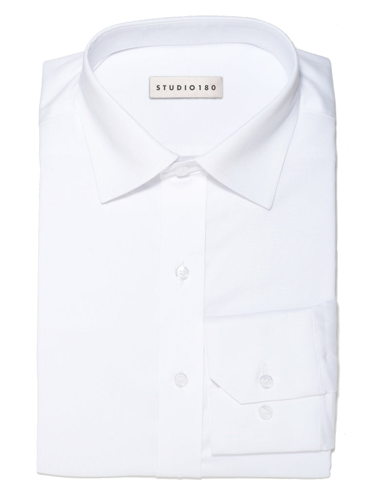 White Cotton Twill Dress Shirt